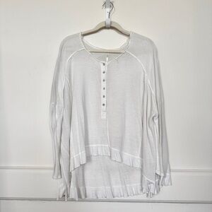 Free People White Flowy Button-Down Blouse